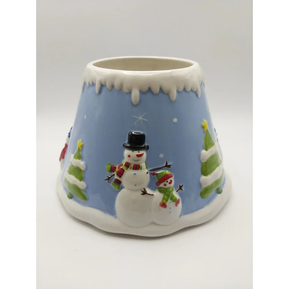 Linens 'N Things Snowman Family Candle Topper Shade Fits Large 22oz Jars